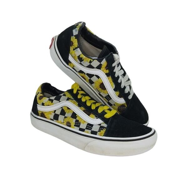 Vans Shoes - VANS Off the Wall Womens Pre-owned Checkered Sunflower Sneakers - sz. 6 1/2